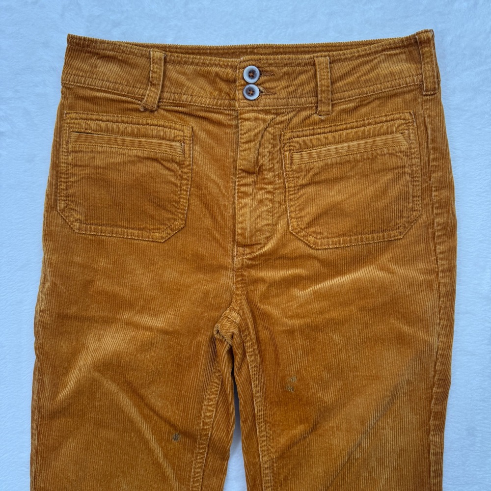 Anthropologie Pilcro Corduroy Pants Womens‎ 25 Mustard Yellow Wide Leg High Rise - Picture 2 of 16